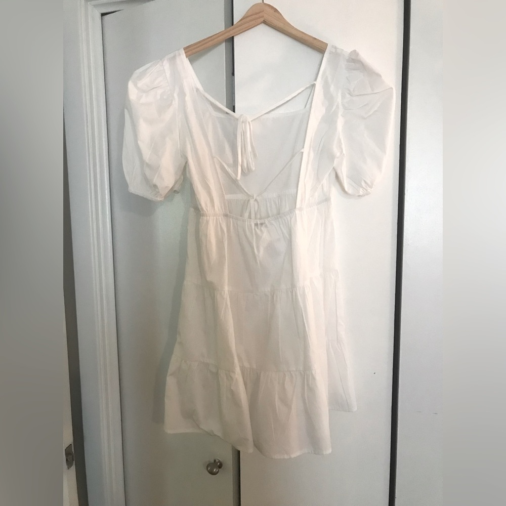 White Puffy Sleeve Dress